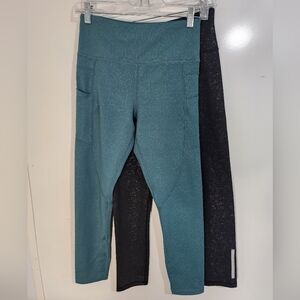 2 Pair Womens ZIYA Teal and Black Leggings, Size 6-8